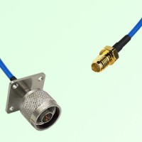 Semi-Flexible Jumper SSMA Female to N Male 4 Hole Flange Mount 25x25mm Semi-Flexible Jumper SSMA Female to N Male 4 Hole Flange Mount 25x25mm