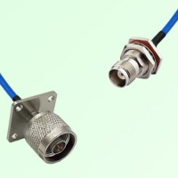 Semi-Flexible Jumper TNC Bulkhead Female with O-Ring to N Male 4 Hole 25x25mm Semi-Flexible Jumper TNC Bulkhead Female with O-Ring to N Male 4 Hole 25x25mm