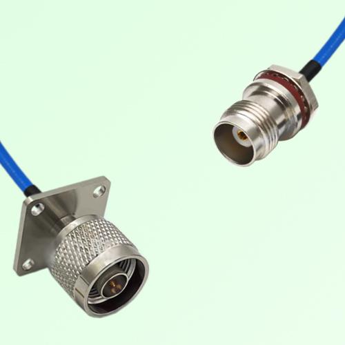 Semi-Flexible TNC Front Mount Bulkhead Female with O-Ring to N Male 4 Hole 25mm Semi-Flexible TNC Front Mount Bulkhead Female with O-Ring to N Male 4 Hole 25mm