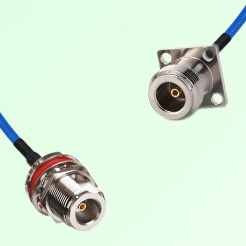 Semi-Flexible Jumper N Female 4 Hole 17.5mm to N Bulkhead Female with O-Ring Semi-Flexible Jumper N Female 4 Hole 17.5mm to N Bulkhead Female with O-Ring