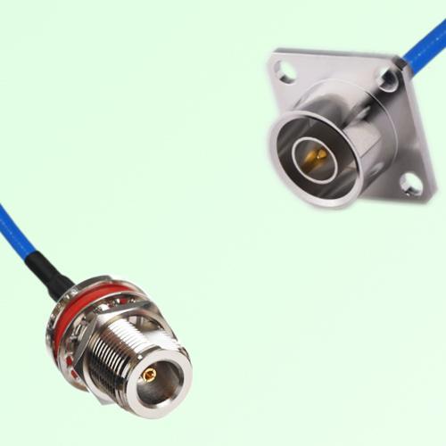 Semi-Flexible Jumper QN Male 4 Hole 25x25mm to N Bulkhead Female with O-Ring Semi-Flexible Jumper QN Male 4 Hole 25x25mm to N Bulkhead Female with O-Ring