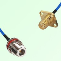 Semi-Flexible RP SMA Female 4 Hole 12.7mm to N Bulkhead Female with O-Ring