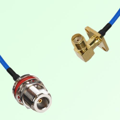 Semi-Flexible SMA Female Right Angle 4 Hole to N Bulkhead Female with O-Ring Semi-Flexible SMA Female Right Angle 4 Hole to N Bulkhead Female with O-Ring