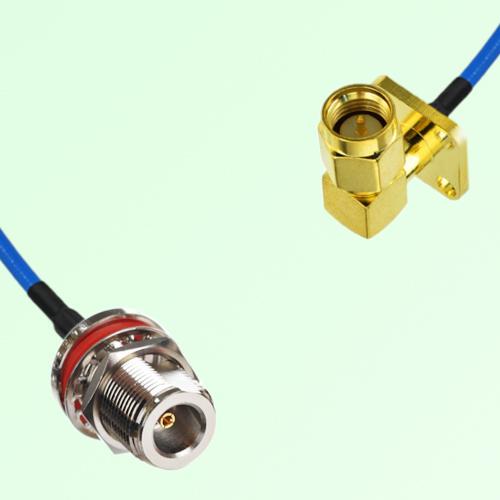 Semi-Flexible SMA Male Right Angle 4 Hole to N Bulkhead Female with O-Ring