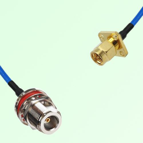 Semi-Flexible Jumper SMA Male 4 Hole 12.7mm to N Bulkhead Female with O-Ring Semi-Flexible Jumper SMA Male 4 Hole 12.7mm to N Bulkhead Female with O-Ring