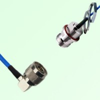 Semi-Flexible N Front Mount Bulkhead Female with O-Ring to N Male Right Angle