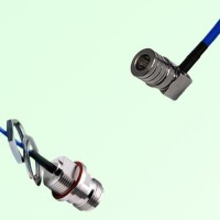 Semi-Flexible QMA Male Right Angle to N Front Mount Bulkhead Female with O-Ring Semi-Flexible QMA Male Right Angle to N Front Mount Bulkhead Female with O-Ring