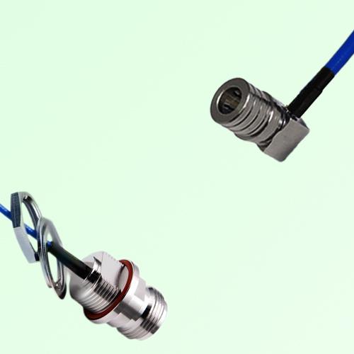 Semi-Flexible QMA Male Right Angle to N Front Mount Bulkhead Female with O-Ring Semi-Flexible QMA Male Right Angle to N Front Mount Bulkhead Female with O-Ring