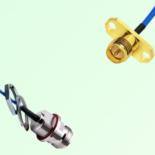 Semi-Flexible RP SMA Female 2 Hole to N Front Mount Bulkhead Female with O-Ring Semi-Flexible RP SMA Female 2 Hole to N Front Mount Bulkhead Female with O-Ring