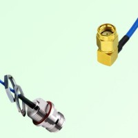 Semi-Flexible RP SMA Male Right Angle - N Front Mount O-Ring Bulkhead Female Semi-Flexible RP SMA Male Right Angle - N Front Mount O-Ring Bulkhead Female