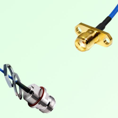 Semi-Flexible SMA Female 2 Hole to N Front Mount Bulkhead Female with O-Ring Semi-Flexible SMA Female 2 Hole to N Front Mount Bulkhead Female with O-Ring