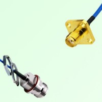 Semi-Flexible SMA Female 4 Hole 12.7mm - N Front Mount O-Ring Bulkhead Female Semi-Flexible SMA Female 4 Hole 12.7mm - N Front Mount O-Ring Bulkhead Female