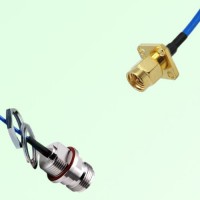 Semi-Flexible SMA Male 4 Hole 12.7mm - N Front Mount Bulkhead Female with O-Ring Semi-Flexible SMA Male 4 Hole 12.7mm - N Front Mount Bulkhead Female with O-Ring