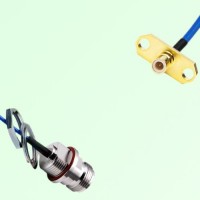 Semi-Flexible SMB Male 2 Hole to N Front Mount Bulkhead Female with O-Ring Semi-Flexible SMB Male 2 Hole to N Front Mount Bulkhead Female with O-Ring