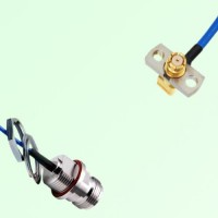 Semi-Flexible SMP Female Right Angle 2 Hole - N Front Mount Bulkhead Female Semi-Flexible SMP Female Right Angle 2 Hole - N Front Mount Bulkhead Female