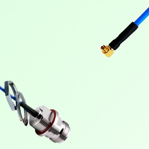 Semi-Flexible SMPM / SSMP Female Right Angle - N Front Mount Bulkhead Female Semi-Flexible SMPM / SSMP Female Right Angle - N Front Mount Bulkhead Female