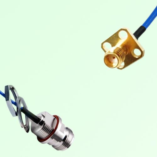 Semi-Flexible SSMA Female 4 Hole 12.7mm - N Front Mount O-Ring Bulkhead Female Semi-Flexible SSMA Female 4 Hole 12.7mm - N Front Mount O-Ring Bulkhead Female