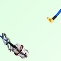Semi-Flexible SSMC Male Right Angle to N Front Mount Bulkhead Female with O-Ring Semi-Flexible SSMC Male Right Angle to N Front Mount Bulkhead Female with O-Ring