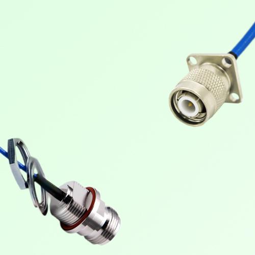 Semi-Flexible TNC Male 4 Hole 17.5mm - N Front Mount Bulkhead Female with O-Ring Semi-Flexible TNC Male 4 Hole 17.5mm - N Front Mount Bulkhead Female with O-Ring