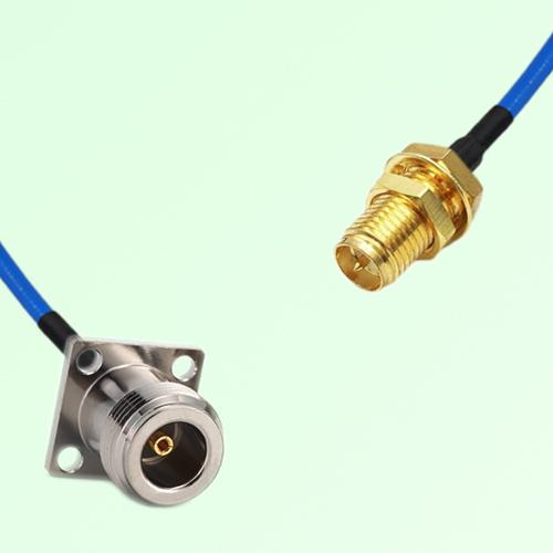 Semi-Flexible Jumper RP SMA Bulkhead Female to N Female 4 Hole 17.5x17.5mm Semi-Flexible Jumper RP SMA Bulkhead Female to N Female 4 Hole 17.5x17.5mm