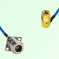 Semi-Flexible Jumper RP SMA Male Right Angle to N Female 4 Hole 17.5x17.5mm Semi-Flexible Jumper RP SMA Male Right Angle to N Female 4 Hole 17.5x17.5mm