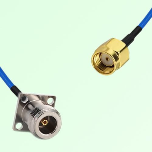 Semi-Flexible Jumper RP SMA Male to N Female 4 Hole Flange Mount 17.5x17.5mm