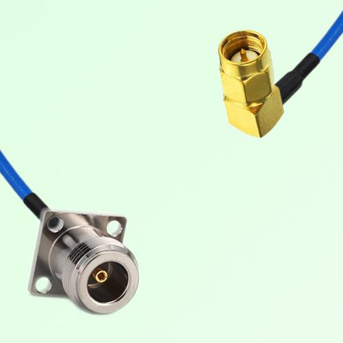 Semi-Flexible Jumper SMA Male Right Angle to N Female 4 Hole 17.5x17.5mm Semi-Flexible Jumper SMA Male Right Angle to N Female 4 Hole 17.5x17.5mm