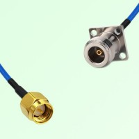 Semi-Flexible Jumper N Female 4 Hole Flange Mount 17.5x17.5mm to SMA Male Semi-Flexible Jumper N Female 4 Hole Flange Mount 17.5x17.5mm to SMA Male