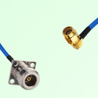 Semi-Flexible Jumper SSMA Male Right Angle to N Female 4 Hole 17.5x17.5mm Semi-Flexible Jumper SSMA Male Right Angle to N Female 4 Hole 17.5x17.5mm