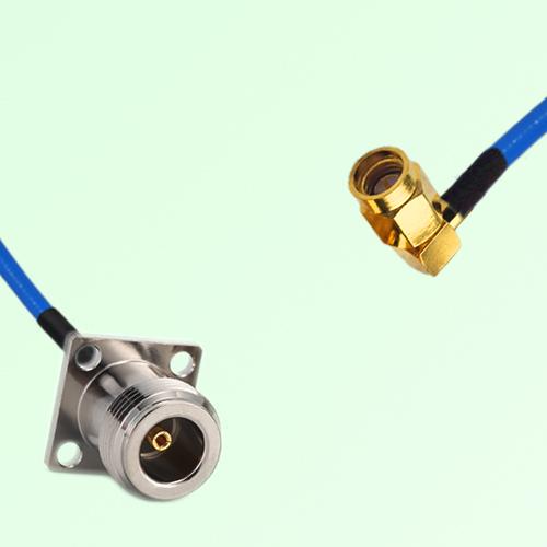 Semi-Flexible Jumper SSMA Male Right Angle to N Female 4 Hole 17.5x17.5mm Semi-Flexible Jumper SSMA Male Right Angle to N Female 4 Hole 17.5x17.5mm