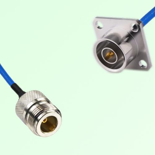 Semi-Flexible Jumper QN Male 4 Hole Flange Mount 25x25mm to N Female Semi-Flexible Jumper QN Male 4 Hole Flange Mount 25x25mm to N Female