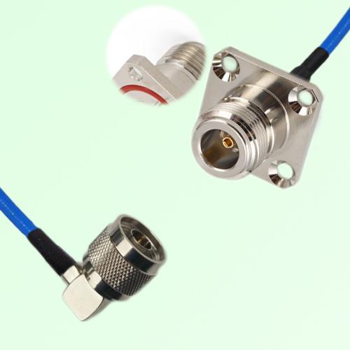 Semi-Flexible Jumper N Female 4 Hole with O-Ring 25x25mm to N Male Right Angle Semi-Flexible Jumper N Female 4 Hole with O-Ring 25x25mm to N Male Right Angle