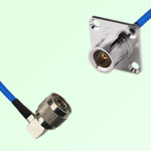 Semi-Flexible Jumper QN Female 4 Hole Flange Mount 25x25mm to N Male Right Angle