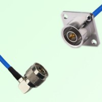 Semi-Flexible Jumper QN Male 4 Hole Flange Mount 25x25mm to N Male Right Angle