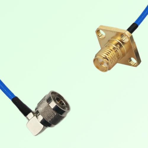 Semi-Flexible Jumper RP SMA Female 4 Hole 12.7x12.7mm to N Male Right Angle Semi-Flexible Jumper RP SMA Female 4 Hole 12.7x12.7mm to N Male Right Angle