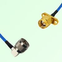 Semi-Flexible Jumper SMA Male 2 Hole Flange Mount to N Male Right Angle Semi-Flexible Jumper SMA Male 2 Hole Flange Mount to N Male Right Angle