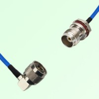 Semi-Flexible TNC Front Mount Bulkhead Female with O-Ring to N Male Right Angle Semi-Flexible TNC Front Mount Bulkhead Female with O-Ring to N Male Right Angle