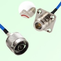 Semi-Flexible Jumper N Female 4 Hole Flange Mount with O-Ring 25x25mm to N Male Semi-Flexible Jumper N Female 4 Hole Flange Mount with O-Ring 25x25mm to N Male
