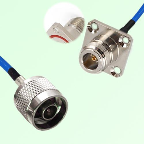 Semi-Flexible Jumper N Female 4 Hole Flange Mount with O-Ring 25x25mm to N Male Semi-Flexible Jumper N Female 4 Hole Flange Mount with O-Ring 25x25mm to N Male