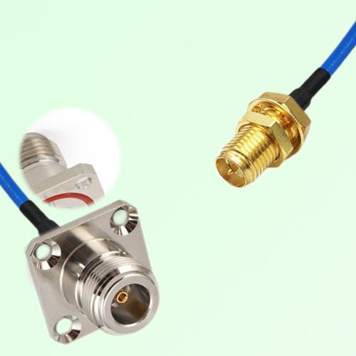 Semi-Flexible Jumper RP SMA Bulkhead Female to N Female 4 Hole with O-Ring 25mm Semi-Flexible Jumper RP SMA Bulkhead Female to N Female 4 Hole with O-Ring 25mm