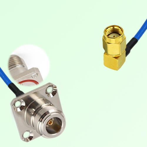 Semi-Flexible Jumper RP SMA Male Right Angle to N Female 4 Hole with O-Ring 25mm Semi-Flexible Jumper RP SMA Male Right Angle to N Female 4 Hole with O-Ring 25mm