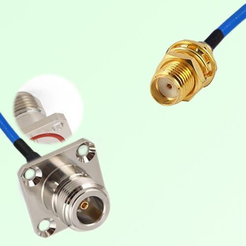 Semi-Flexible Jumper SMA Bulkhead Female to N Female 4 Hole with O-Ring 25x25mm Semi-Flexible Jumper SMA Bulkhead Female to N Female 4 Hole with O-Ring 25x25mm