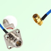 Semi-Flexible Jumper SSMA Male Right Angle to N Female 4 Hole with O-Ring 25mm Semi-Flexible Jumper SSMA Male Right Angle to N Female 4 Hole with O-Ring 25mm
