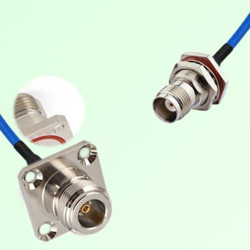 Semi-Flexible TNC Bulkhead Female with O-Ring to N Female 4 Hole O-Ring 25mm Semi-Flexible TNC Bulkhead Female with O-Ring to N Female 4 Hole O-Ring 25mm