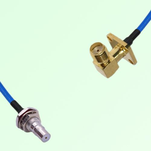 Semi-Flexible SMA Female Right Angle 4 Hole to QMA Bulkhead Female with O-Ring Semi-Flexible SMA Female Right Angle 4 Hole to QMA Bulkhead Female with O-Ring