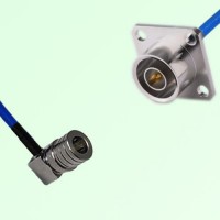 Semi-Flexible Jumper QN Male 4 Hole Flange Mount 25x25mm to QMA Male Right Angle Semi-Flexible Jumper QN Male 4 Hole Flange Mount 25x25mm to QMA Male Right Angle