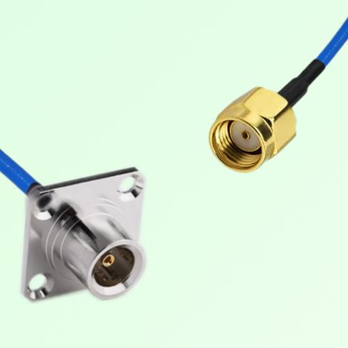 Semi-Flexible Jumper RP SMA Male to QN Female 4 Hole Flange Mount 25x25mm Semi-Flexible Jumper RP SMA Male to QN Female 4 Hole Flange Mount 25x25mm