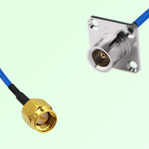 Semi-Flexible Jumper QN Female 4 Hole Flange Mount 25x25mm to SMA Male Semi-Flexible Jumper QN Female 4 Hole Flange Mount 25x25mm to SMA Male