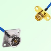 Semi-Flexible Jumper RP SMA Female 2 Hole to QN Male 4 Hole 25x25mm