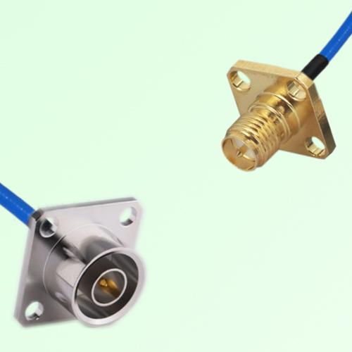 Semi-Flexible Jumper RP SMA Female 4 Hole 12.7x12.7mm to QN Male 4 Hole 25x25mm